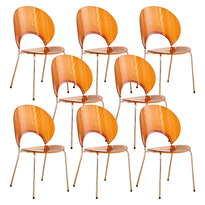 Nordic Metal Side Chair Low Back Armless Chair for Patio Use Tan 8 Piece Set Clearhalo 'Dining Chairs' 'Dining Tables & Seating' 'dining_chair' 'furn' 'furn_dining_chair' 'Furniture' 'Kitchen & Dining Furniture' 6911219