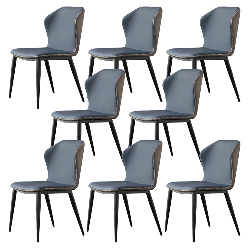 Sedia laterale in pelle finta sedia a braccialess con zampe nere