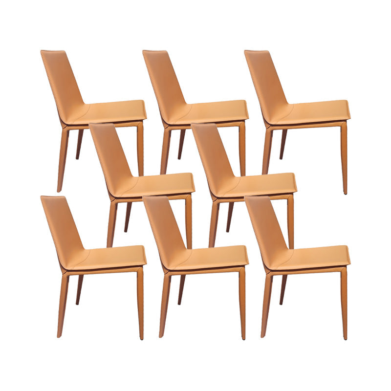 Sedie da pranzo in pelle finta sedie laterali contemporanee con base di metallo