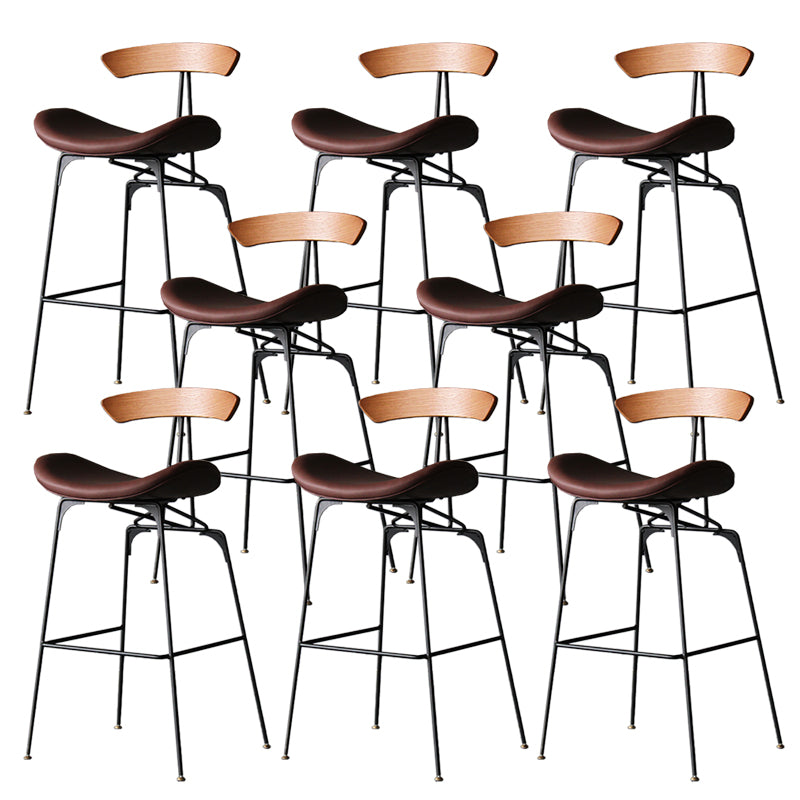 Industrial Style Counter Stool Faux Leather Counter-height Stool for Indoor