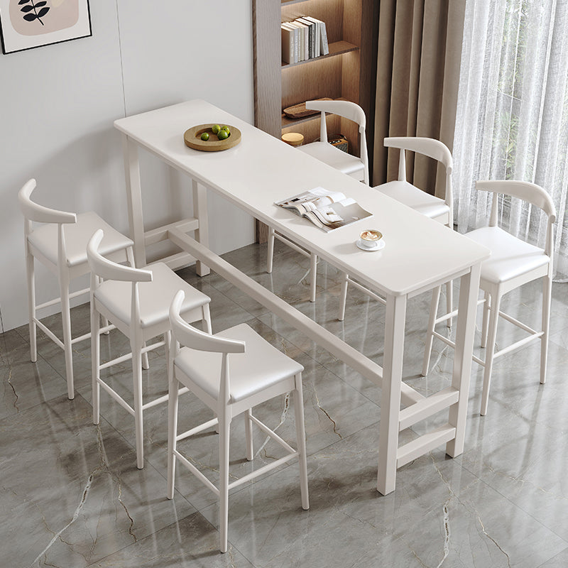 Modern Style Bistro Bar Table Rectangle Solid Wood Bar Table for Home White Without Chairs Clearhalo 'Bar Furniture' 'Bar Tables' 'bar_tables' 'furn' 'furn_bar_tables' 'Furniture' 'Kitchen & Dining Furniture' 6912839