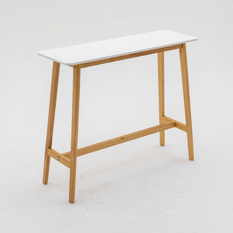 Modern Style Bistro Bar Table Rectangle Solid Wood Bar Table with Footrest White Without Chairs Clearhalo 'Bar Furniture' 'Bar Tables' 'bar_tables' 'furn' 'furn_bar_tables' 'Furniture' 'Kitchen & Dining Furniture' 6913124