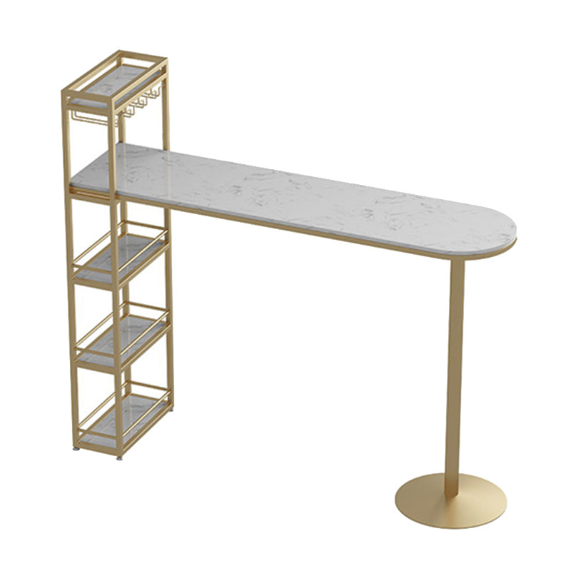 Tavolo da bar a barre di base in falda in marmo in marmo rettangolare tavolo da bar di base in metallo