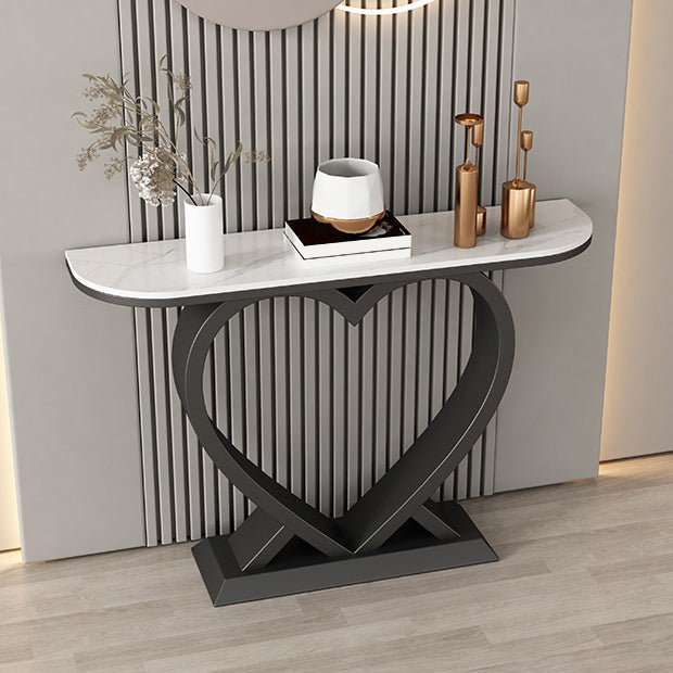 Zeitgenössischer Halbmondkonsole Tisch antikes Finish -Konsole -Sofa -Tisch