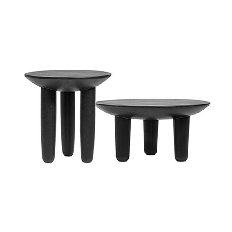 Black Finish Wood 3 Legs Cocktail Table 2-Piece Round Coffee Table Set 30"L x 30"W x 14"H+22"L x 22"W x 18"H Clearhalo 'Coffee & Accent Tables' 'Coffee Tables' 'coffee_tables' 'furn' 'furn_coffee_tables' 'Furniture' 'Living Room Furniture' 6918467