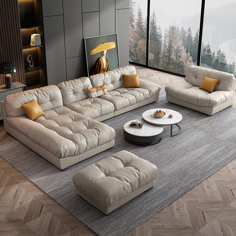 Zeitgenössisches Kunstleder minimalistisches Sofa und Chaise Kissen Top Arm Kissen Sofa