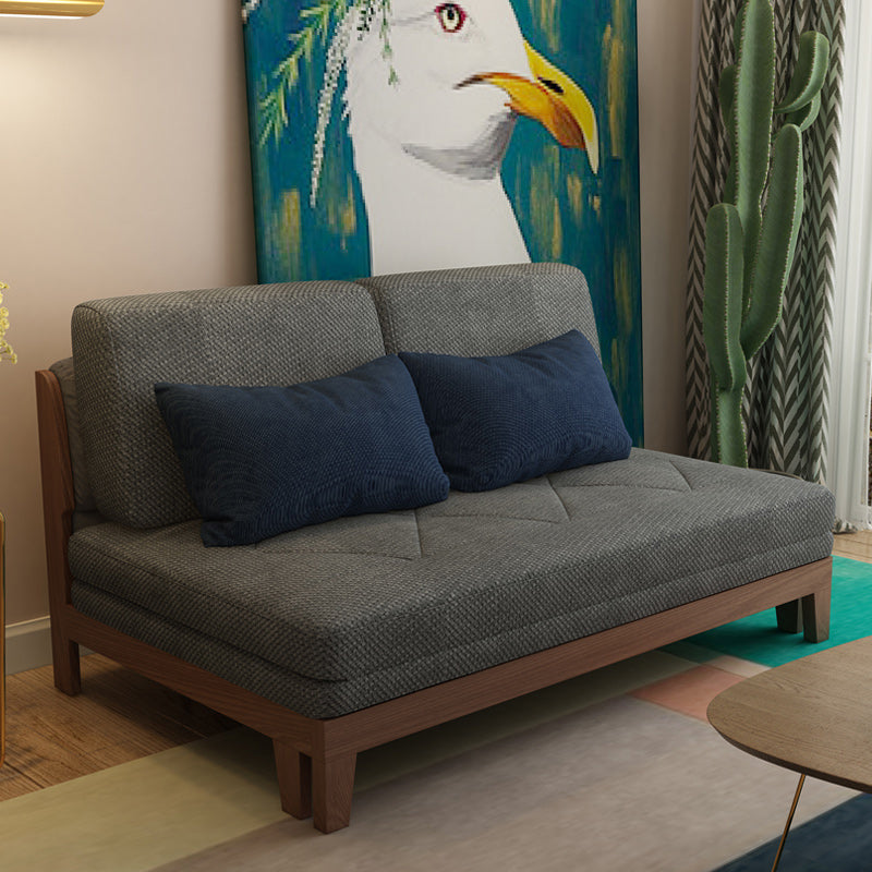 Living Room Convertible Sofas Pillow Back Armless Futon Sleeper Sofa Bed Gray Clearhalo 'furn' 'furn_futons' 'Furniture' 'Futons & Daybeds' 'Futons' 'Living Room Furniture' 6920110