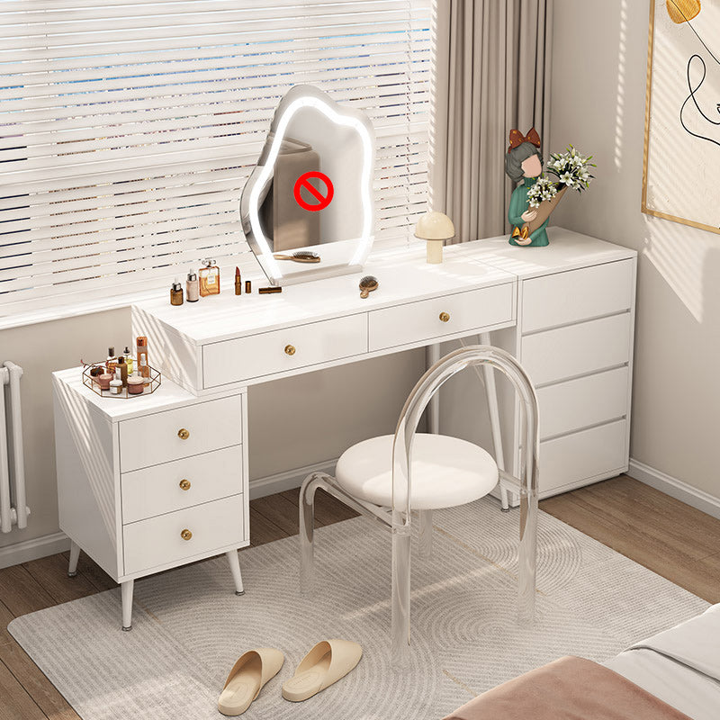 Modern Lighted Mirror Dressing Table Bedroom Makeup Table in White