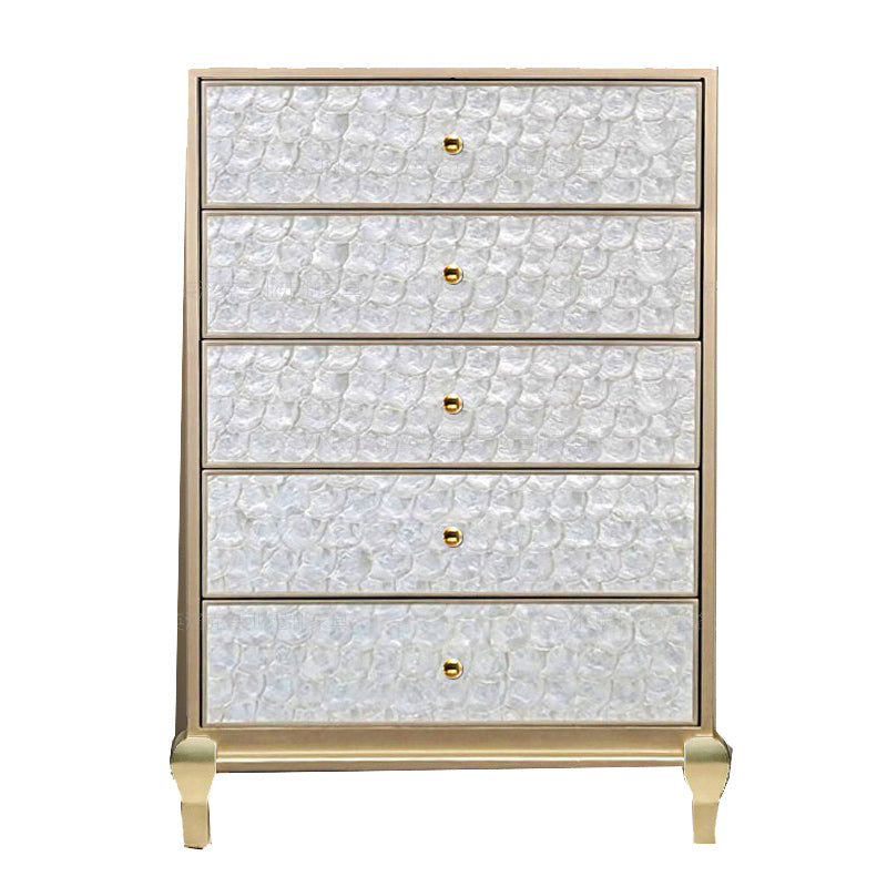 5 Drawers Champagne Storage Chest Glam Vertical Lingerie Chest
