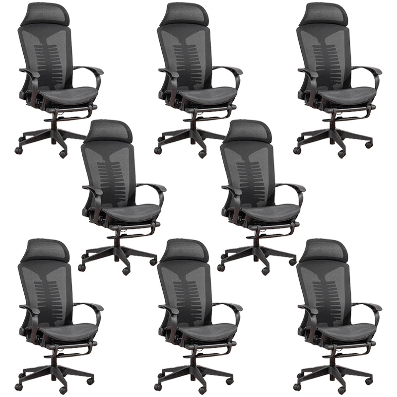 Silla moderna brazos fijos silla giratoria de altura de asiento ajustable con ruedas