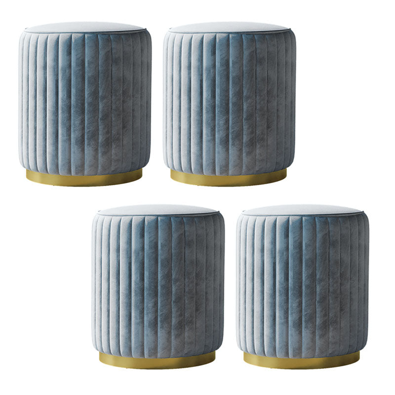 Solid Color Flannel Standard Stool Modern Style Simple Round Stool Light Gray 4 Piece Set Clearhalo 'furn' 'furn_ottomans_poufs' 'Furniture' 'Living Room Furniture' 'Ottomans & Poufs' 'ottomans_poufs' 6922072