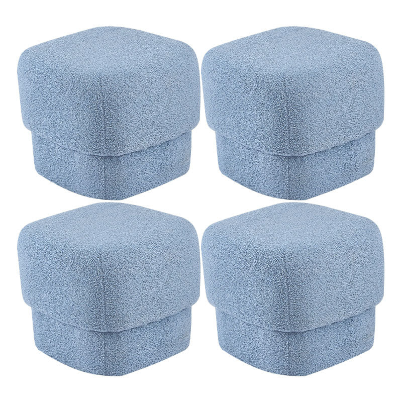 Solid Color Flannel Standard Stool Modern Simple Square Upholstered Stool Blue 4 Piece Set Clearhalo 'furn' 'furn_ottomans_poufs' 'Furniture' 'Living Room Furniture' 'Ottomans & Poufs' 'ottomans_poufs' 6922112