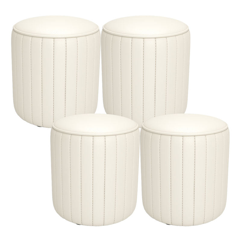 Solid Color Leather Standard Stool Modern Style Simple Round Cushion Stool 12.6"L x 12.6"W x 11.8"H Beige 4 Piece Set Clearhalo 'furn' 'furn_ottomans_poufs' 'Furniture' 'Living Room Furniture' 'Ottomans & Poufs' 'ottomans_poufs' 6922228
