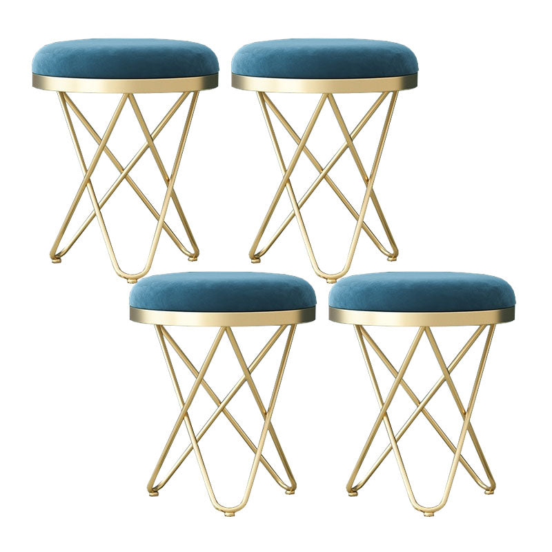 Solid Color Fabric Standard Stool Modern Style Simple Round Cushion Stool Velvet Dark Blue 4 Piece Set Clearhalo 'furn' 'furn_ottomans_poufs' 'Furniture' 'Living Room Furniture' 'Ottomans & Poufs' 'ottomans_poufs' 6922278