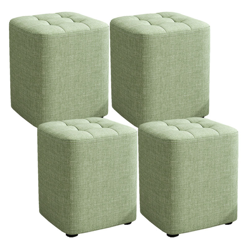 Solid Color Fabric Standard Stool Modern Simple Square Upholstered Stool 11"L x 11"W x 14"H Green 4 Piece Set Clearhalo 'furn' 'furn_ottomans_poufs' 'Furniture' 'Living Room Furniture' 'Ottomans & Poufs' 'ottomans_poufs' 6922348