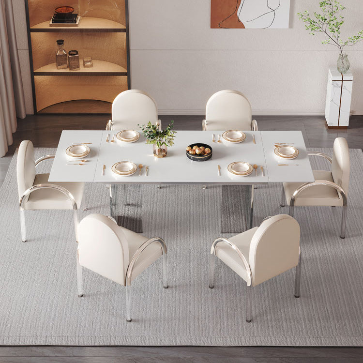 Contemporáneo 1/4/5/7 Piezas Muebles Rectangle Stone Dining en blanco