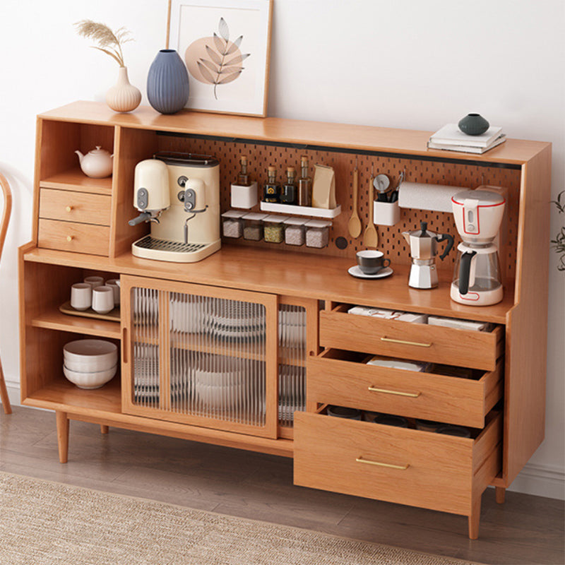 Porte in vetro da pranzo a pranzo in legno con cassetti in porcellana con cassetti