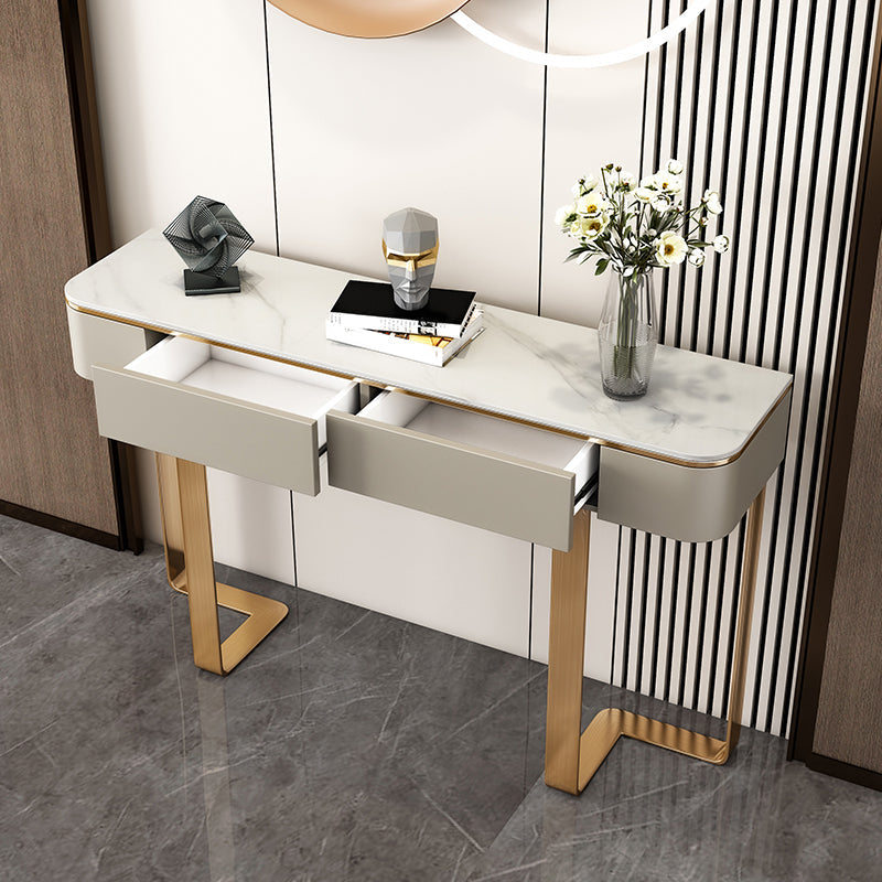 2 cassetti Tavolo della console Tavolo di accento di pietra moderna per Hall, 33,46 "di altezza