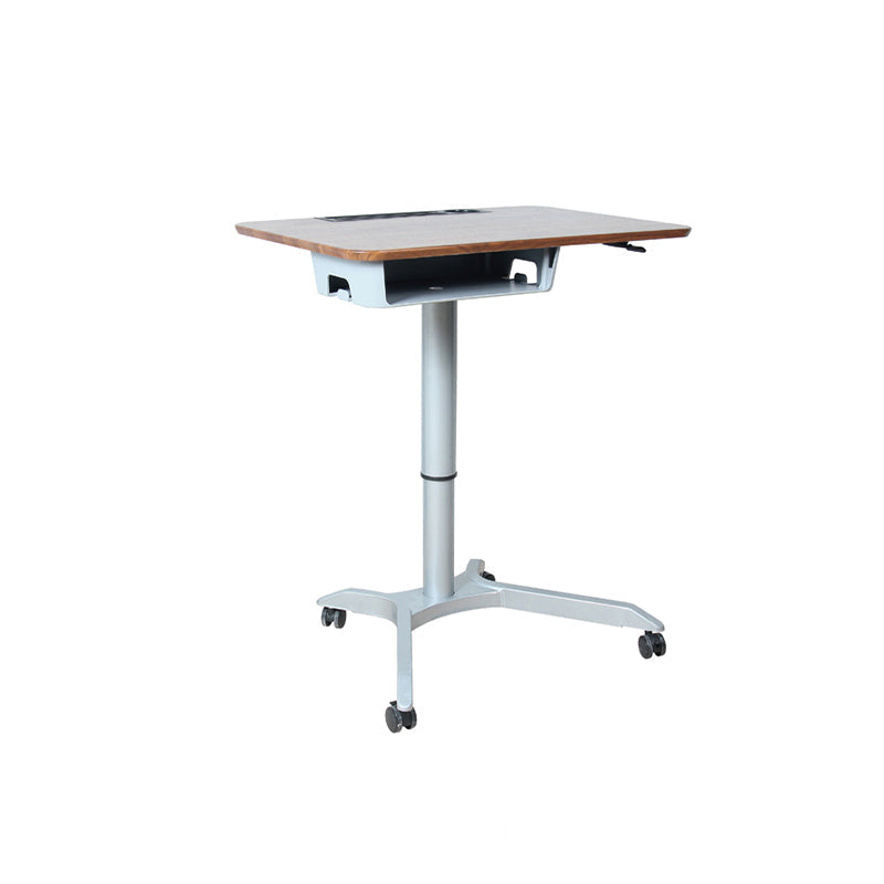 Rectangular Shaped Office Task Desk Wood Writing Desk with Wheels for Home Silver Shelves Clearhalo 'furn' 'furn_office_desk' 'Furniture' 'Office Desks' 'Office Furniture' 'office_desk' 6929630