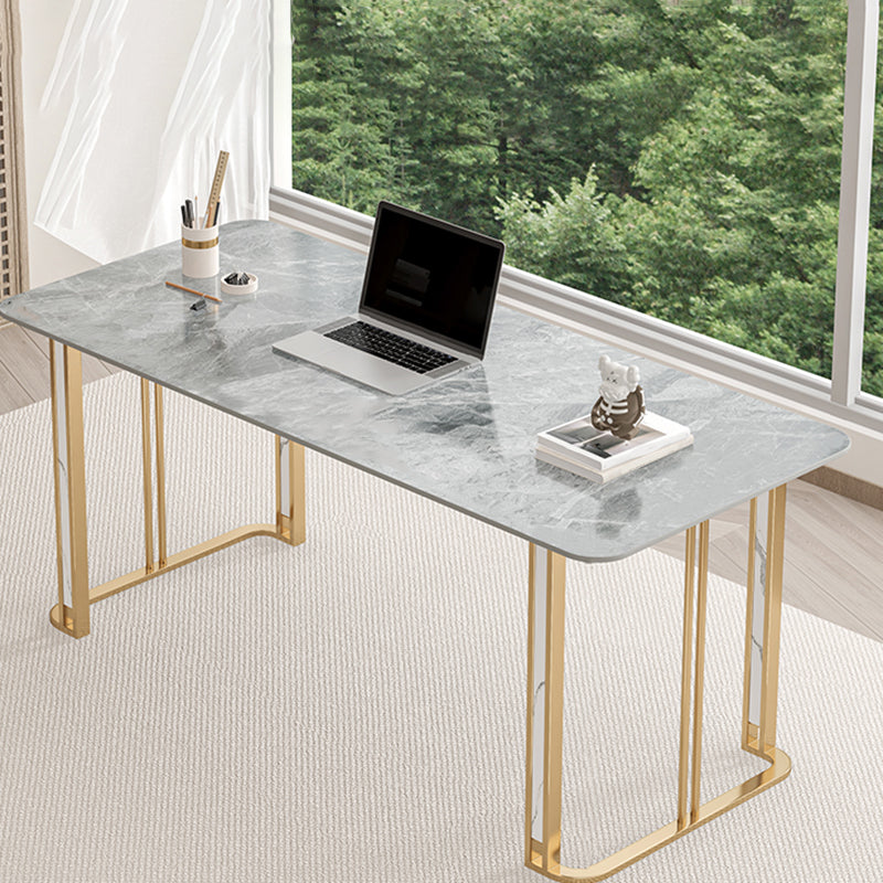 Glam Writing Desk Antique Finish Office Desk with Metal Legs Gray Clearhalo 'furn' 'furn_office_desk' 'Furniture' 'Office Desks' 'Office Furniture' 'office_desk' 6929927