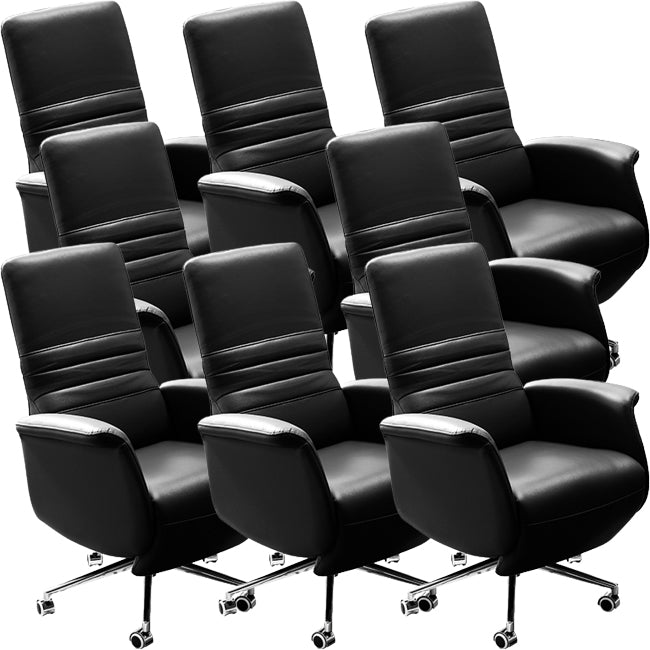Padded Arms Chair Modern No Distressing Ergonomic Office Chair with Wheels Black 8 Piece Set Clearhalo 'furn' 'furn_office_chair' 'Furniture' 'Office Chairs' 'Office Furniture' 'office_chair' 6930484