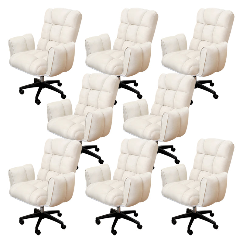 Armless Modern Desk Chair No Distressing Ergonomic Office Chair Off-White 8 Piece Set Casters Included Clearhalo 'furn' 'furn_office_chair' 'Furniture' 'Office Chairs' 'Office Furniture' 'office_chair' 6930499