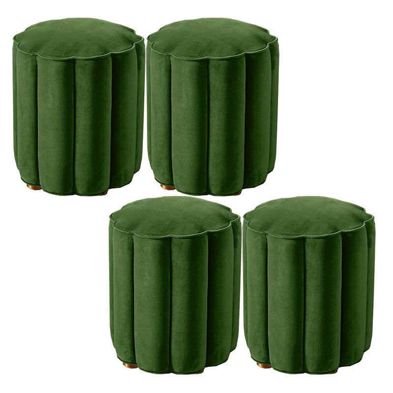 Solid Color Flannel Standard Stool Modern Style Simple Unique Shape Stool Green 4 Piece Set Clearhalo 'furn' 'furn_ottomans_poufs' 'Furniture' 'Living Room Furniture' 'Ottomans & Poufs' 'ottomans_poufs' 6934784