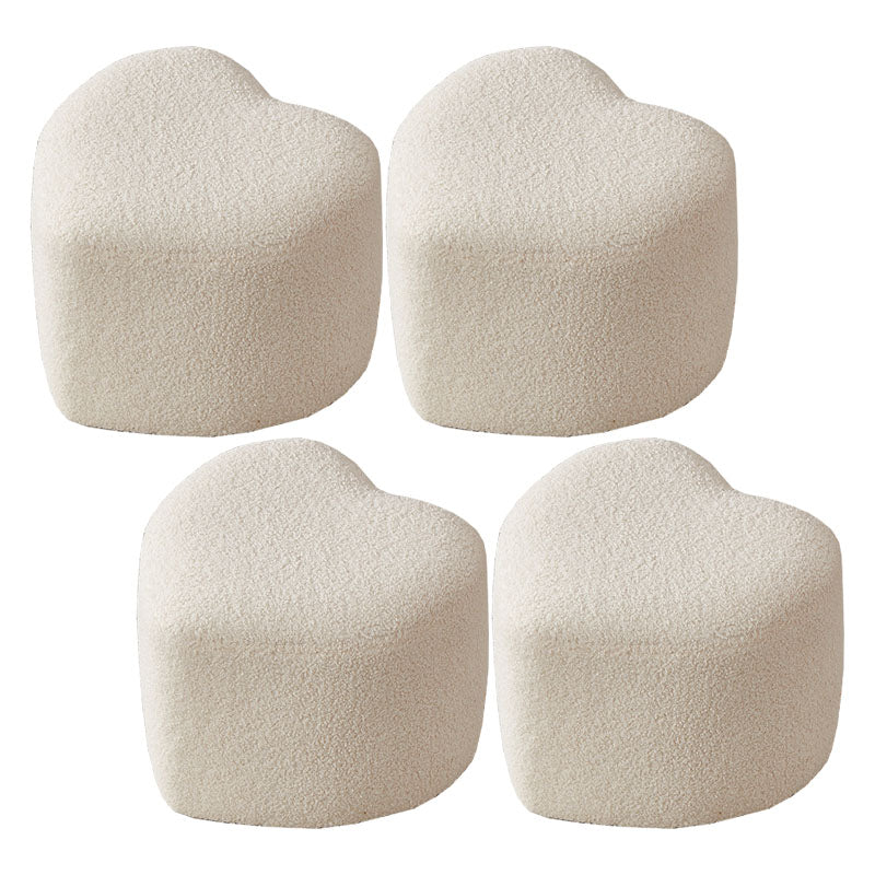 Fabric Standard Stool Modern Style Simple Heart-shaped Stool White 4 Piece Set Clearhalo 'furn' 'furn_ottomans_poufs' 'Furniture' 'Living Room Furniture' 'Ottomans & Poufs' 'ottomans_poufs' 6934793