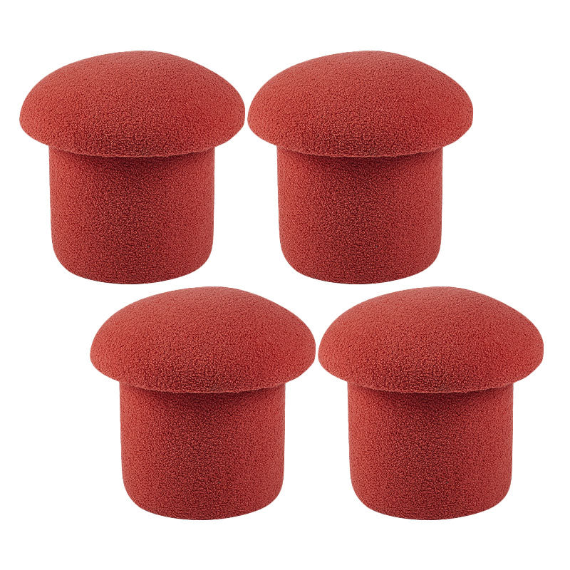 Solid Color Flannel Standard Stool Modern Style Simple Mushroom Stool Red 4 Piece Set Clearhalo 'furn' 'furn_ottomans_poufs' 'Furniture' 'Living Room Furniture' 'Ottomans & Poufs' 'ottomans_poufs' 6934824