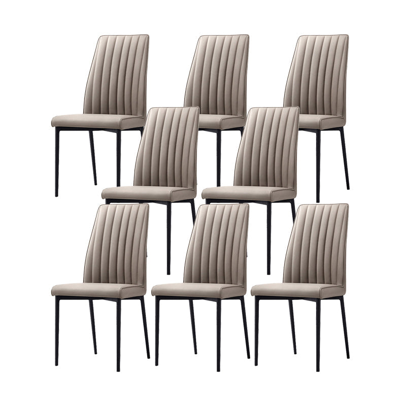 Faux Leather Dining Chairs Contemporary Upholstered Chairs with Metal Base 8 Piece Set Clearhalo 'Dining Chairs' 'Dining Tables & Seating' 'dining_chair' 'furn' 'furn_dining_chair' 'Furniture' 'Kitchen & Dining Furniture' 6937470