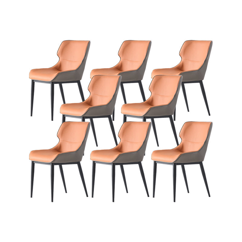 Dining Room Upholstered Chair Home Wingback Faux Leather Dining Chair Orange 8 Piece Set Clearhalo 'Dining Chairs' 'Dining Tables & Seating' 'dining_chair' 'furn' 'furn_dining_chair' 'Furniture' 'Kitchen & Dining Furniture' 6937738