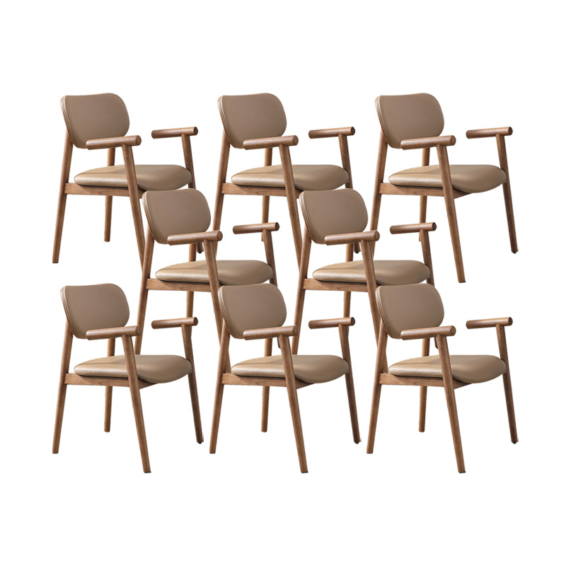Dining Room Arm Dining Chair Home Modern Solid Wood Dining Chair 8 Piece Set Walnut Clearhalo 'Dining Chairs' 'Dining Tables & Seating' 'dining_chair' 'furn' 'furn_dining_chair' 'Furniture' 'Kitchen & Dining Furniture' 6937974