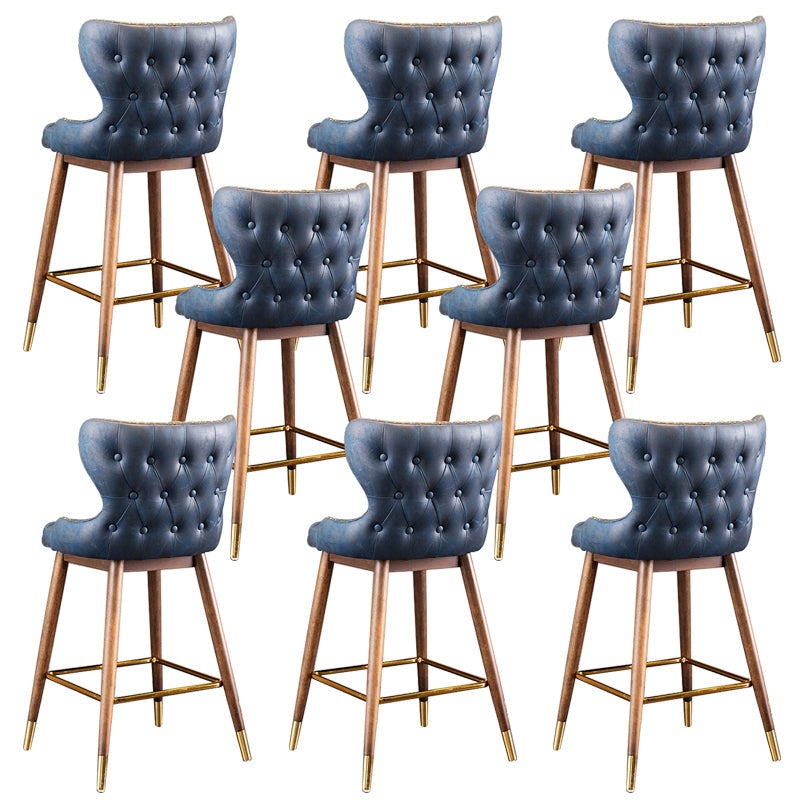 Low Back Dining Stools Bucket Armless Bar Stools with Wood Base Blue 8 Piece Set Clearhalo 'Bar Furniture' 'Bar Stools' 'bar_stools' 'furn' 'furn_bar_stools' 'Furniture' 'Kitchen & Dining Furniture' 6938573