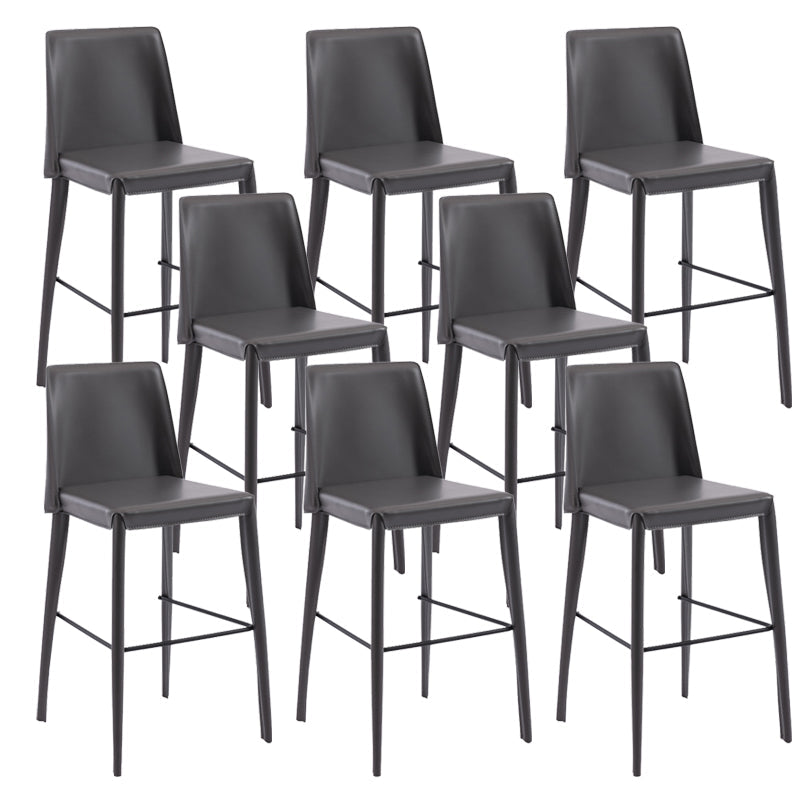 Contemporary Leather Bar Stool Low Back Counter Bar Stool with Metal Legs for Home Grey 8 Piece Set Counter Stool(26"H) Clearhalo 'Bar Furniture' 'Bar Stools' 'bar_stools' 'furn' 'furn_bar_stools' 'Furniture' 'Kitchen & Dining Furniture' 6938810