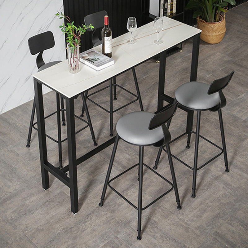 Modern Rectangle Stone Counter Table 1/3/5 Pieces Bar Table Set for Balcony 5 Pieces: 1 White Gold Table, 4 Stools Clearhalo 'Bar Furniture' 'furn' 'furn_home_bar_bar_sets' 'Furniture' 'Home Bars & Bar Sets' 'home_bar_bar_sets' 'Kitchen & Dining Furniture' 6939139