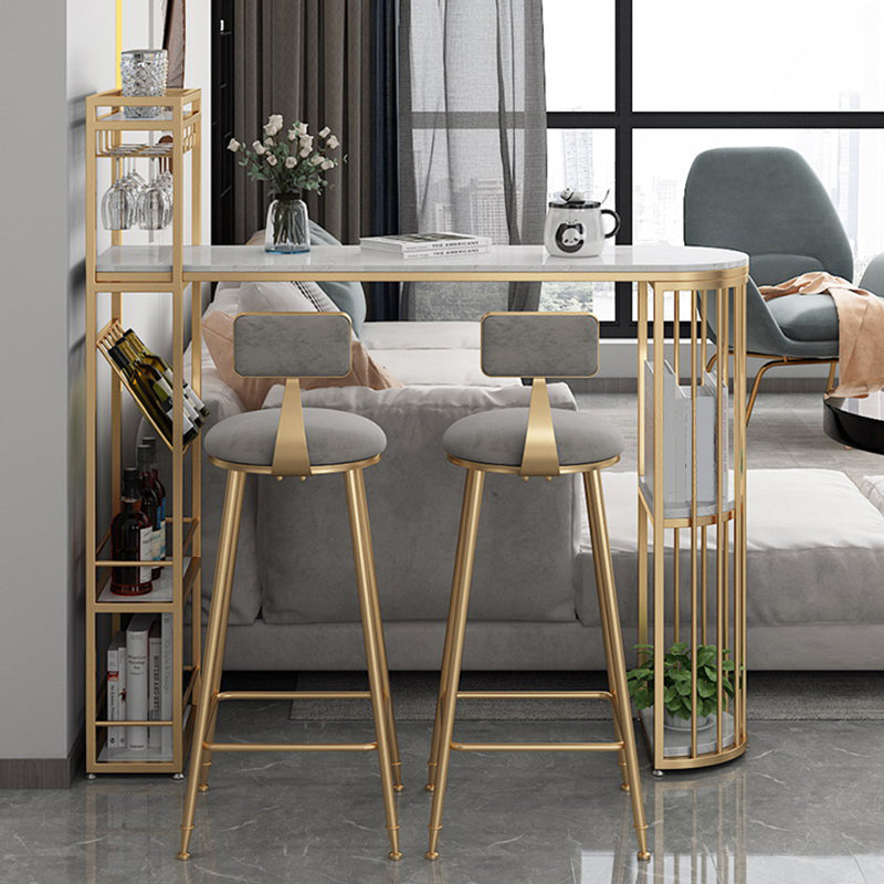 Glam Style Rectangle Bar Table 1/2/3 Pieces Bar Table Set for Home 3 Pieces: Table, 2 Gray Stools Clearhalo 'Bar Furniture' 'furn' 'furn_home_bar_bar_sets' 'Furniture' 'Home Bars & Bar Sets' 'home_bar_bar_sets' 'Kitchen & Dining Furniture' 6939224