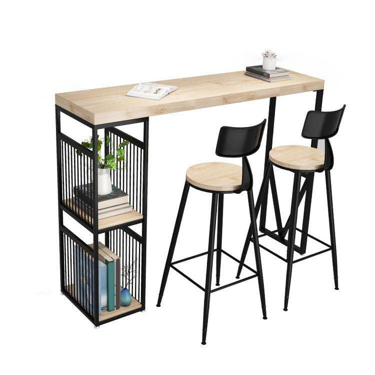 Tavolo da bar di bistrot in stile industriale tavolo da bar di base rettangolare in legno