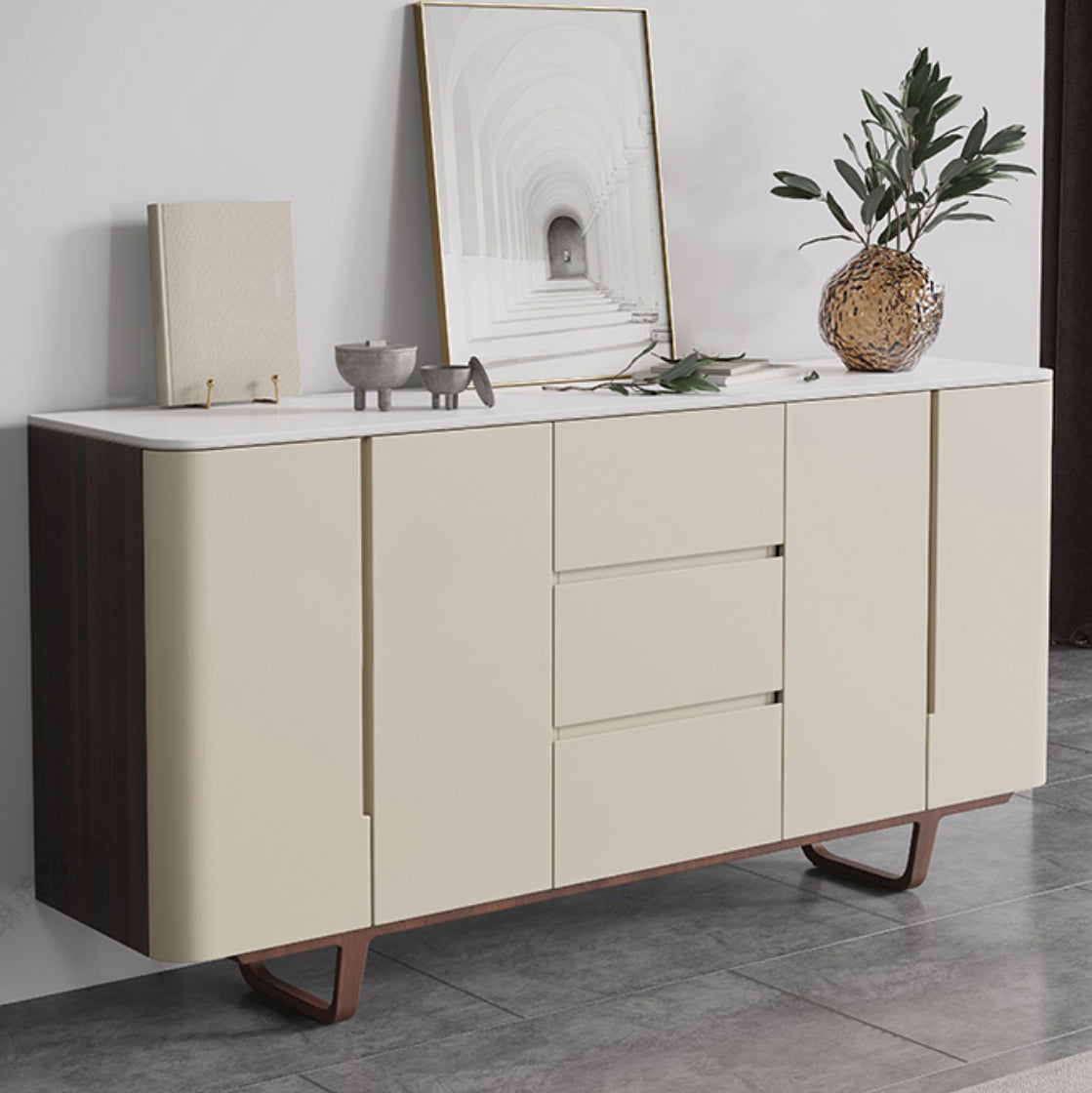 Stone Credenza Contemporary Style Sideboard with Cabinets and Drawers 71"L x 16"W x 33"H Clearhalo 'buffet_sideboard' 'Buffets & Sideboards' 'furn' 'furn_buffet_sideboard' 'Furniture' 'Kitchen & Dining Furniture' 6939771