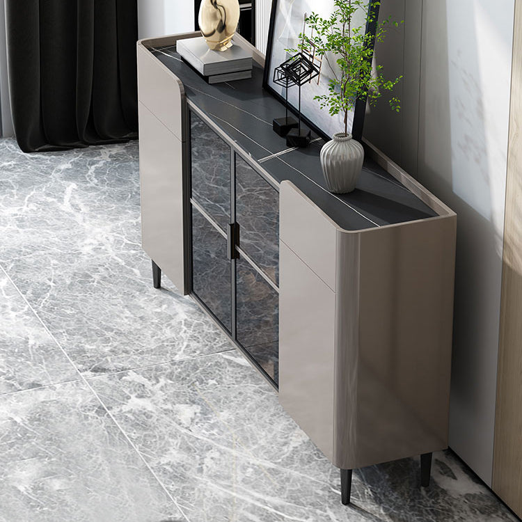 PARA CRÉDENZA CRÉDENZA STONE CON CONTRAPORO CON SERVER DE LECHE LED CON CABINETOS Y CASTOS