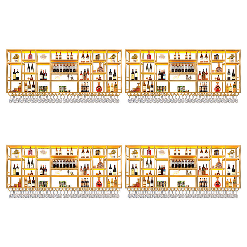 Metal Wine Rack Modern Style Wall Mounted Wine Holder Rack with Shelf