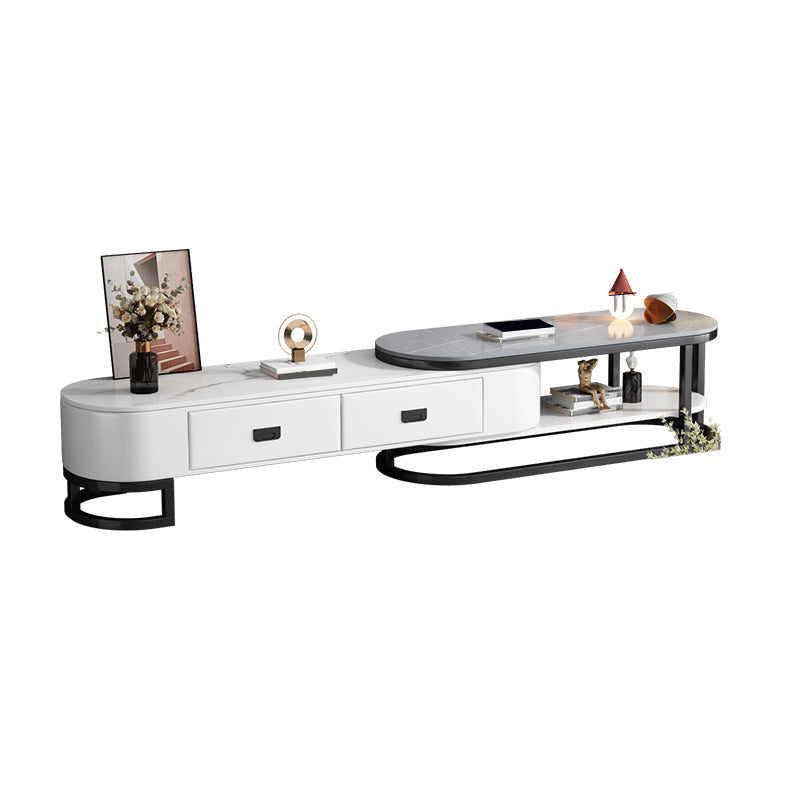 Console con console multimediale di pietra contemporanea Open Storage 2 cassetti TV console
