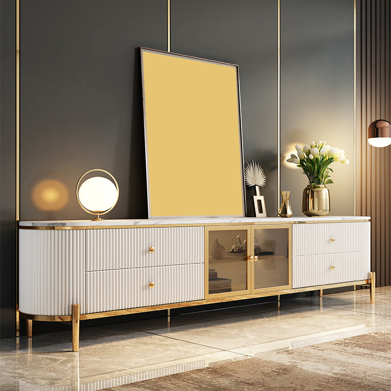 Console di media di pietra contemporanea 4 cassetti TV Console con porte
