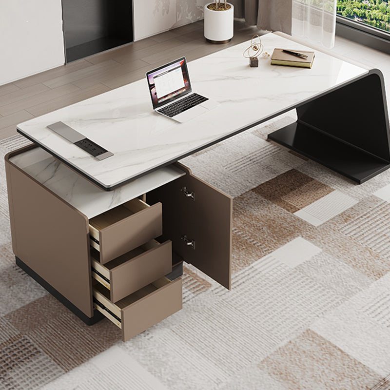 3 tiroirs Writing Desk Bureau de tâche de forme rectangulaire en blanc pour le bureau