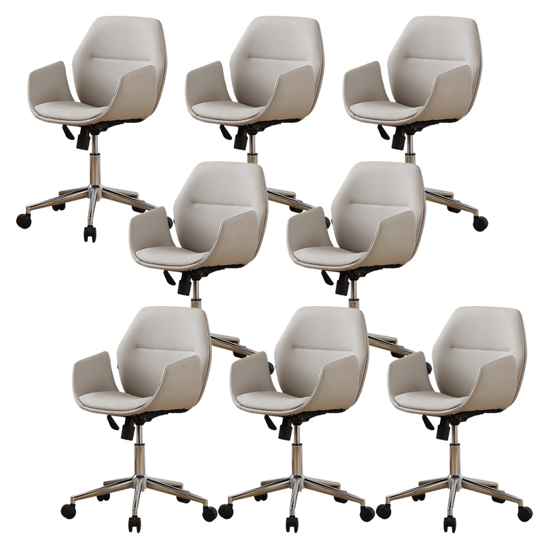 Chaise sans bras chaise pivotante de hauteur réglable en cuir avec roues