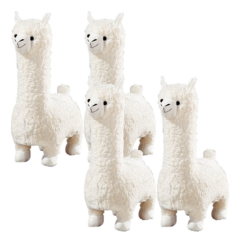 Plush Standard Stool Modern Simple Children's Alpaca Animal Stool White 4 Piece Set Clearhalo 'furn' 'furn_ottomans_poufs' 'Furniture' 'Living Room Furniture' 'Ottomans & Poufs' 'ottomans_poufs' 6947712