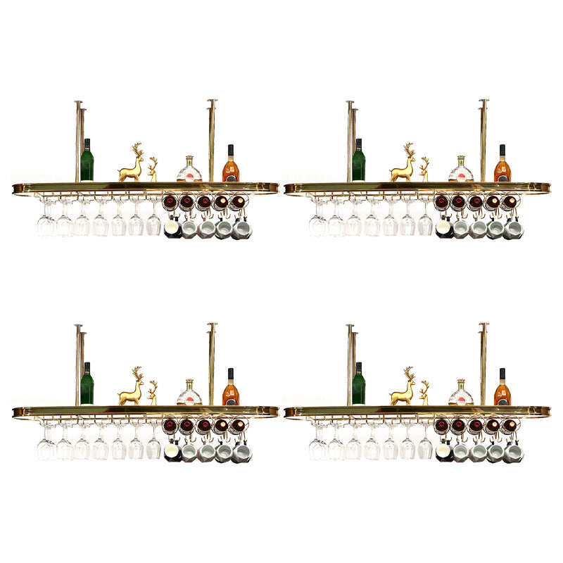 Glam Style Hanging Wine Rack Metal Wine Bottle & Glass Rack for Bar 59.1"L x 11.8"W x 19.7"H Gold 4 Piece Set Clearhalo 'furn' 'furn_wine_racks' 'Furniture' 'Kitchen & Dining Furniture' 'Wine Racks' 'wine_racks' 6953566