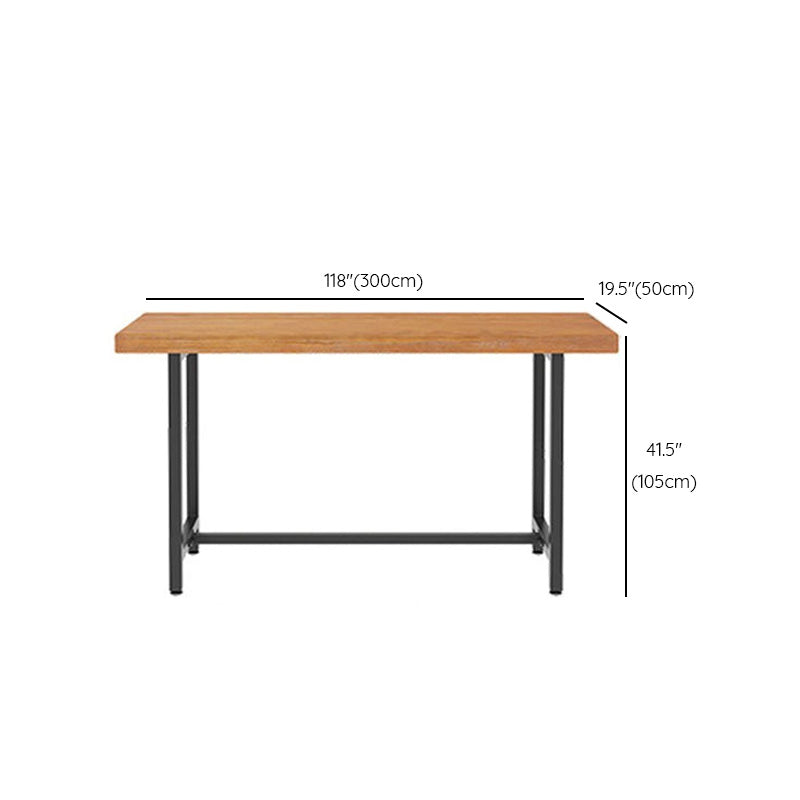 工業スタイルのバーテーブル長方形のソリッドウッドビストロバーデスクフットレスト付き