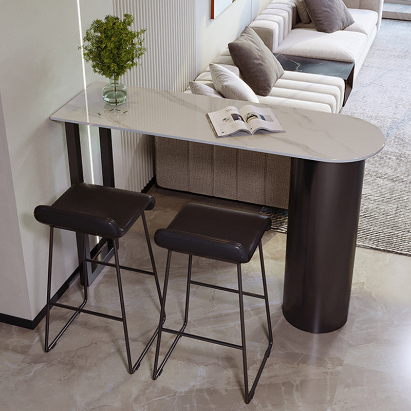 Modern Stone Counter Table 1/2/3 Pieces Bar Table Set for Living Room 3 Pieces: 1 White Black Table, 2 Black Stools Clearhalo 'Bar Furniture' 'furn' 'furn_home_bar_bar_sets' 'Furniture' 'Home Bars & Bar Sets' 'home_bar_bar_sets' 'Kitchen & Dining Furniture' 6954501
