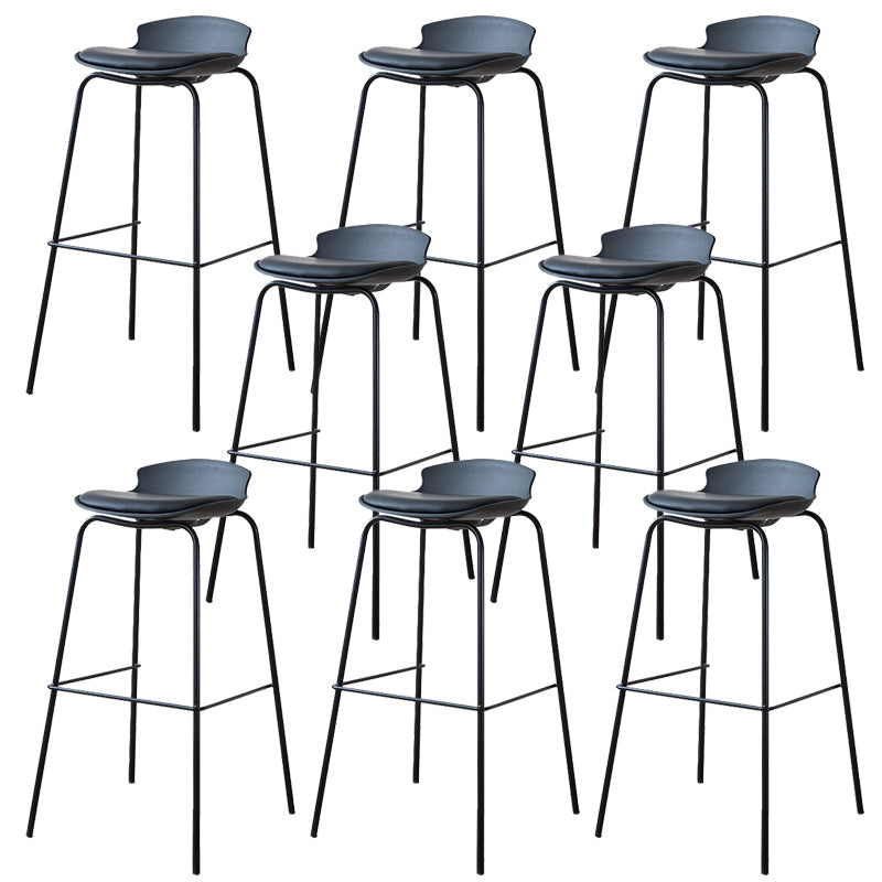 Contemporary Dining Stools Armless Metal Bar Stools with Footrest