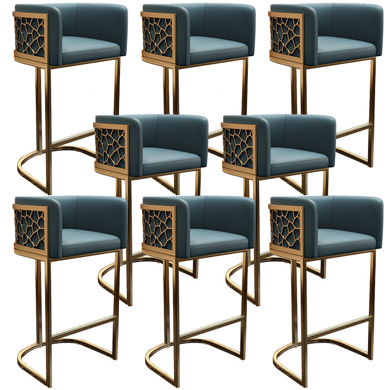 Glam Style Faux Leather Barstool Low Back Counter Bar Stool for Kitchen